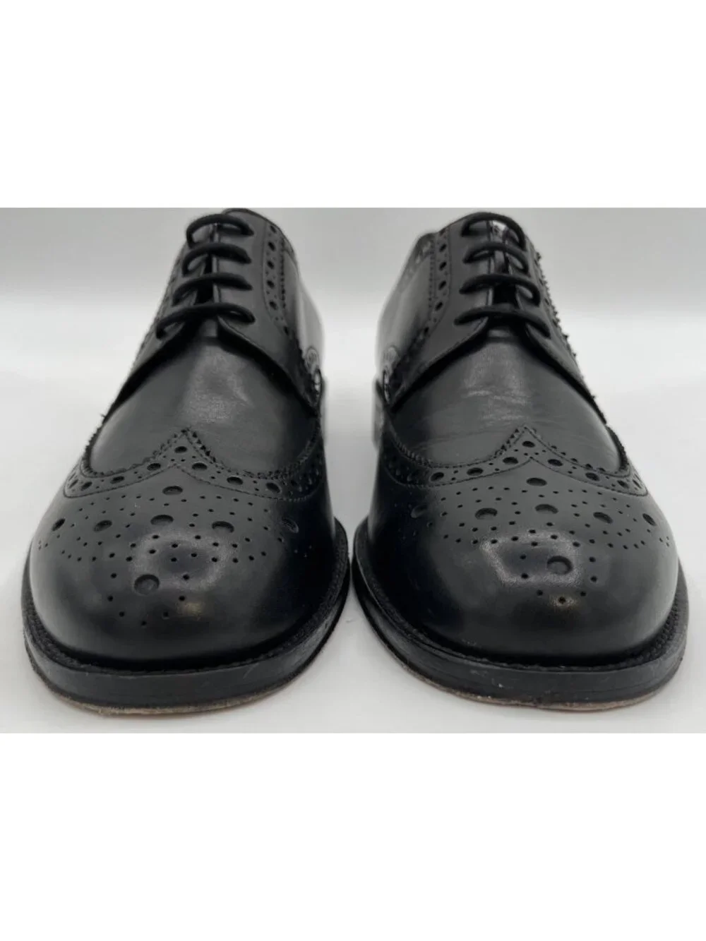 Brooks Brothers Wingtip Oxford Dress Shoes Black Leather Size 9 Made in Italy